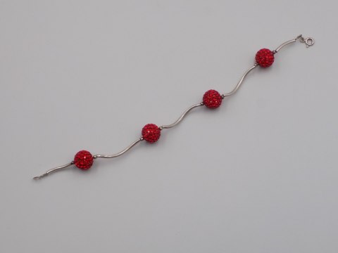 Stara piękna srebrna damska bransoletka KULKI CYRKONIE VINTAGE biżuteria