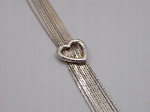 Stara piękna srebrna damska bransoletka SERCE srebro 925 VINTAGE biżuteria