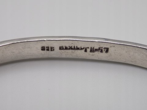 Stara srebrna damska bransoletka KOŁO BANGLA MEXICO 925 TURKUS MALACHIT