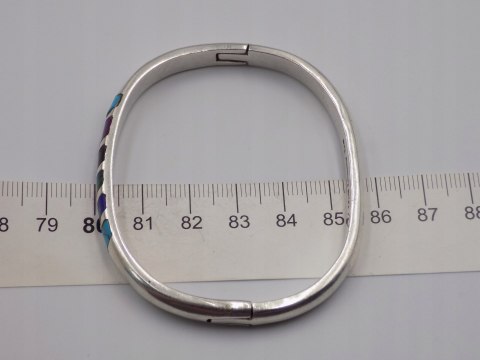 Stara srebrna damska bransoletka KOŁO BANGLA MEXICO 925 TURKUS MALACHIT