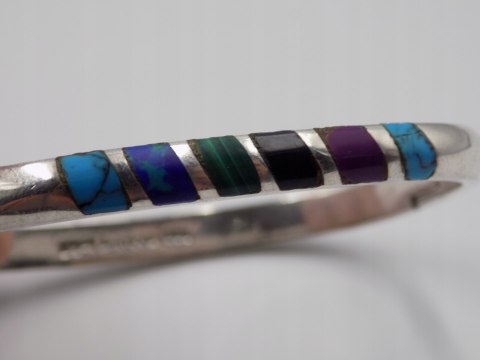 Stara srebrna damska bransoletka KOŁO BANGLA MEXICO 925 TURKUS MALACHIT