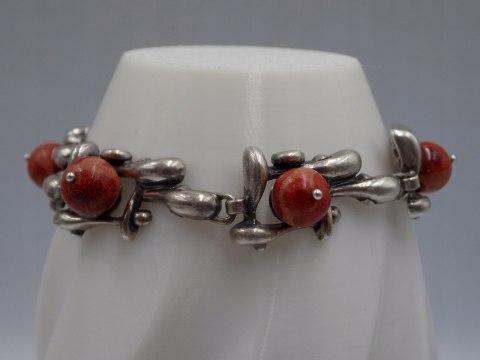 Stara srebrna damska bransoletka KORALOWIEC - srebro 925 VINTAGE biżuteria