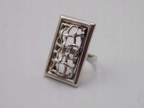 Stary damski srebrny ażurowy pierścionek roz. 10 srebro VINTAGE biżuteria