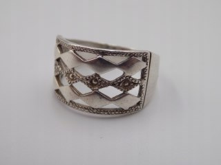 Stary damski srebrny ażurowy pierścionek roz. 19 srebro VINTAGE biżuteria