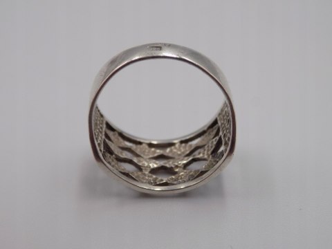 Stary damski srebrny ażurowy pierścionek roz. 19 srebro VINTAGE biżuteria