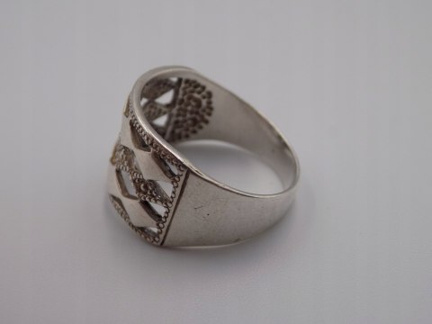 Stary damski srebrny ażurowy pierścionek roz. 19 srebro VINTAGE biżuteria