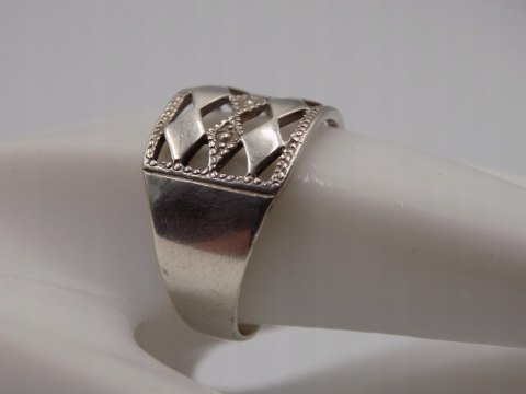 Stary damski srebrny ażurowy pierścionek roz. 19 srebro VINTAGE biżuteria