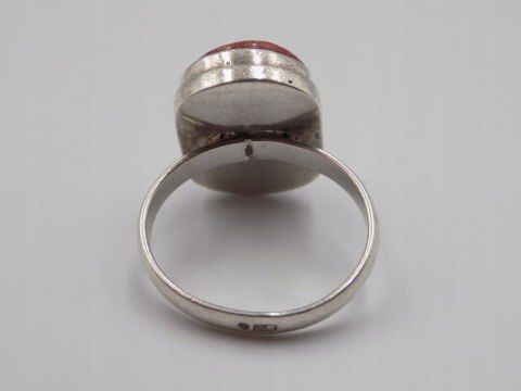 Stary damski srebrny pierścionek KORALOWIEC roz.20 srebro biżuteria VINTAGE