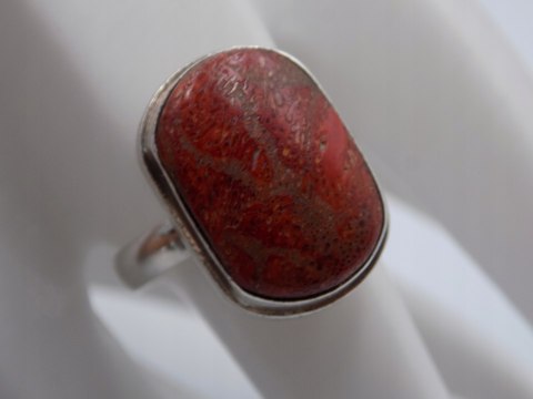 Stary damski srebrny pierścionek KORALOWIEC roz.20 srebro biżuteria VINTAGE