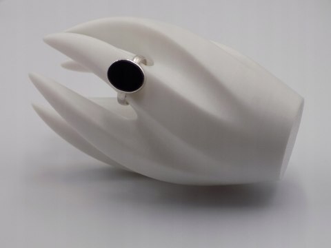 Stary damski srebrny pierścionek ONYKS czarny r.22 srebro VINTAGE biżuteria