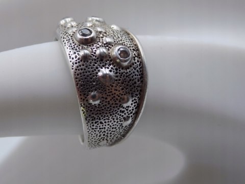 Stary srebrny damski autorski pierścionek/obrączka r. 13/14 srebro VINTAGE