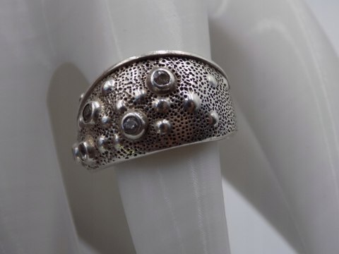 Stary srebrny damski autorski pierścionek/obrączka r. 13/14 srebro VINTAGE