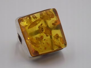 Stary srebrny damski pierścionek BURSZTYN roz.10 srebro biżuteria VINTAGE