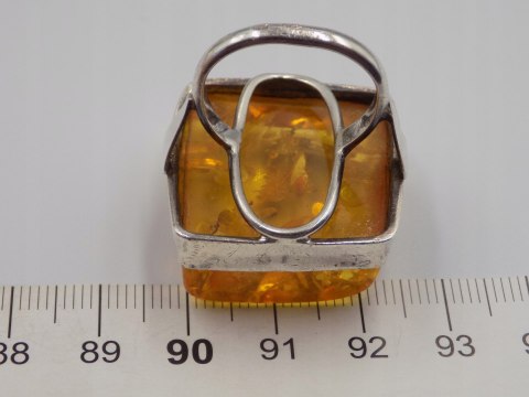 Stary srebrny damski pierścionek BURSZTYN roz.10 srebro biżuteria VINTAGE