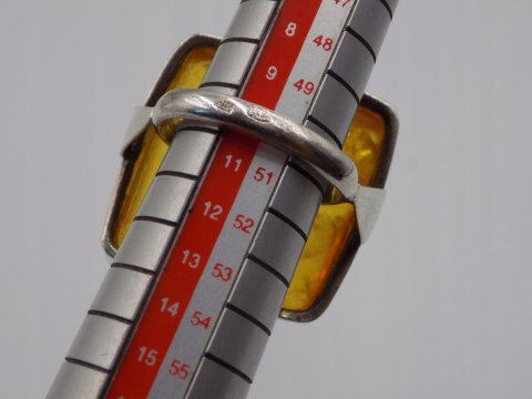 Stary srebrny damski pierścionek BURSZTYN roz.10 srebro biżuteria VINTAGE