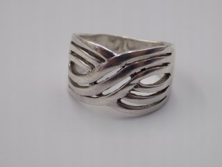 Stary srebrny damski pierścionek obrączka ażurowa r. 22 srebro 925 VINTAGE