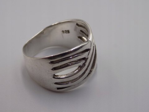 Stary srebrny damski pierścionek obrączka ażurowa r. 22 srebro 925 VINTAGE