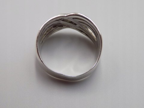 Stary srebrny damski pierścionek obrączka ażurowa r. 22 srebro 925 VINTAGE