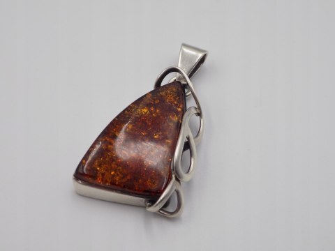 Stary srebrny damski wisiorek/zawieszka BURSZTYN srebro VINTAGE biżuteria