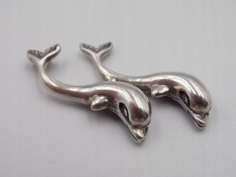 Stary srebrny damski wisiorek/zawieszka DELFINY srebro VINTAGE biżuteria
