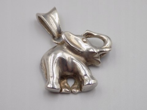 Stary, srebrny, damski wisiorek/zawieszka SŁOŃ srebro 925 VINTAGE biżuteria