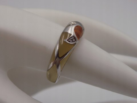 Stary srebrny pierścionek AKRYL cyrkonie roz.12 srebro biżuteria VINTAGE