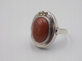 Stary srebrny pierścionek PIASEK PUSTYNI cyrkonie roz.14 biżuteria VINTAGE