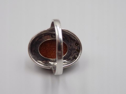 Stary srebrny pierścionek PIASEK PUSTYNI cyrkonie roz.14 biżuteria VINTAGE