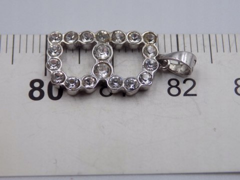 Stary srebrny wisiorek/zawieszka " B " CYRKONIE srebro VINTAGE biżuteria