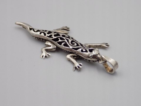 Stary, srebrny, wisiorek/zawieszka JASZCZURKA srebro 925 VINTAGE biżuteria