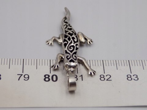 Stary, srebrny, wisiorek/zawieszka JASZCZURKA srebro 925 VINTAGE biżuteria