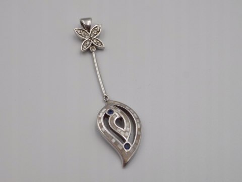 Stary srebrny wisiorek/zawieszka MASA PERŁOWA + CYRKONIE srebro VINTAGE