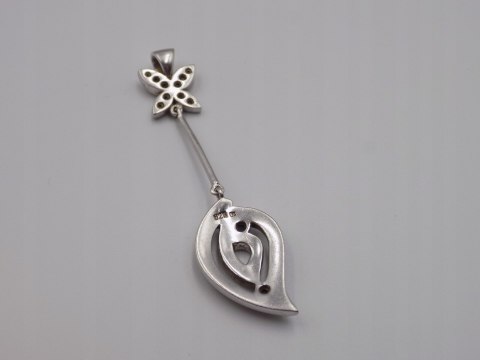 Stary srebrny wisiorek/zawieszka MASA PERŁOWA + CYRKONIE srebro VINTAGE