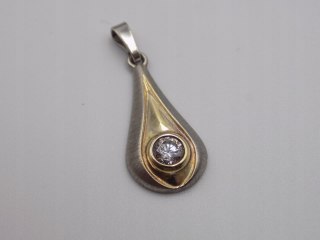 Stary srebrny wisiorek/zawieszka ZŁOCENIE CYRKONIA srebro VINTAGE biżuteria