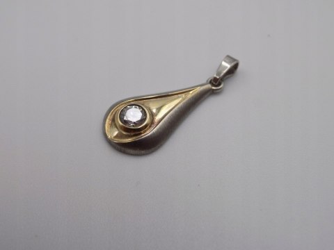 Stary srebrny wisiorek/zawieszka ZŁOCENIE CYRKONIA srebro VINTAGE biżuteria