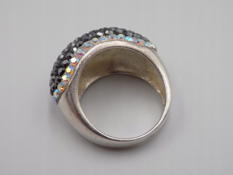 Bajeczny damski srebrny pierścionek CYRKONIE roz. 18/19 srebro 925 VINTAGE