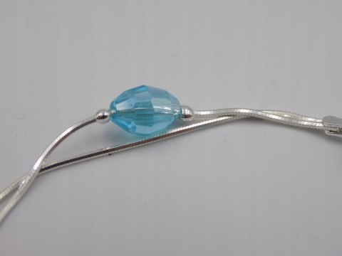 Piękna, srebrna, damska bransoletka - błękit niebieski srebro 925 biżuteria