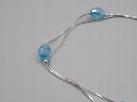 Piękna, srebrna, damska bransoletka - błękit niebieski srebro 925 biżuteria