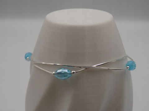 Piękna, srebrna, damska bransoletka - błękit niebieski srebro 925 biżuteria