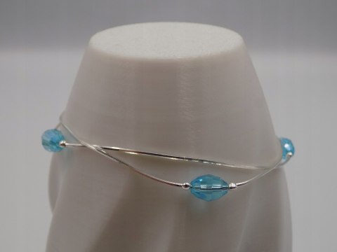 Piękna, srebrna, damska bransoletka - błękit niebieski srebro 925 biżuteria