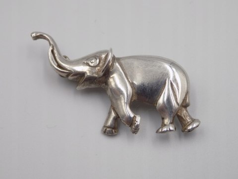 Piękna, stara, damska, srebrna broszka - SŁOŃ srebro 925 VINTAGE biżuteria