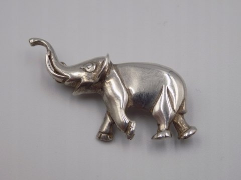 Piękna, stara, damska, srebrna broszka - SŁOŃ srebro 925 VINTAGE biżuteria