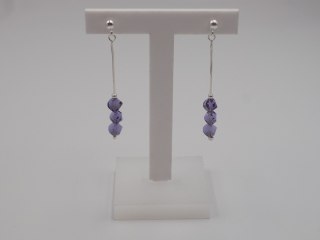 Piękne, damskie, srebrne kolczyki FIOLETOWE CYRKONIE srebro 925 biżuteria