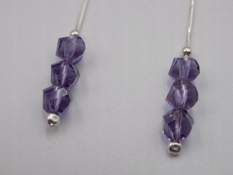 Piękne, damskie, srebrne kolczyki FIOLETOWE CYRKONIE srebro 925 biżuteria