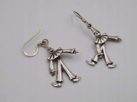 Piękne, stare, srebrne kolczyki PAJACE ruszające się - srebro - biżuteria