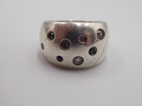 Srebrny, damski pierścionek, obrączka CYRKONIE roz. 15 srebro 925 biżuteria