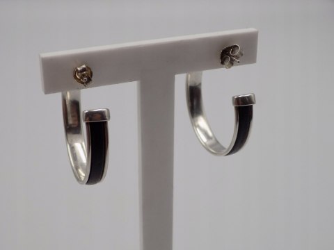 Stare, srebrne, damskie kolczyki KOŁA 30 mm. skóra srebro VINTAGE biżuteria