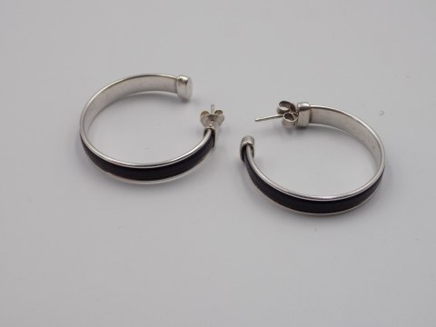 Stare, srebrne, damskie kolczyki KOŁA 30 mm. skóra srebro VINTAGE biżuteria