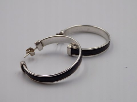 Stare, srebrne, damskie kolczyki KOŁA 30 mm. skóra srebro VINTAGE biżuteria