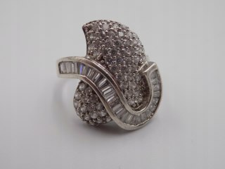 Stary damski srebrny pierścionek CYRKONIE roz. 14 srebro VINTAGE biżuteria